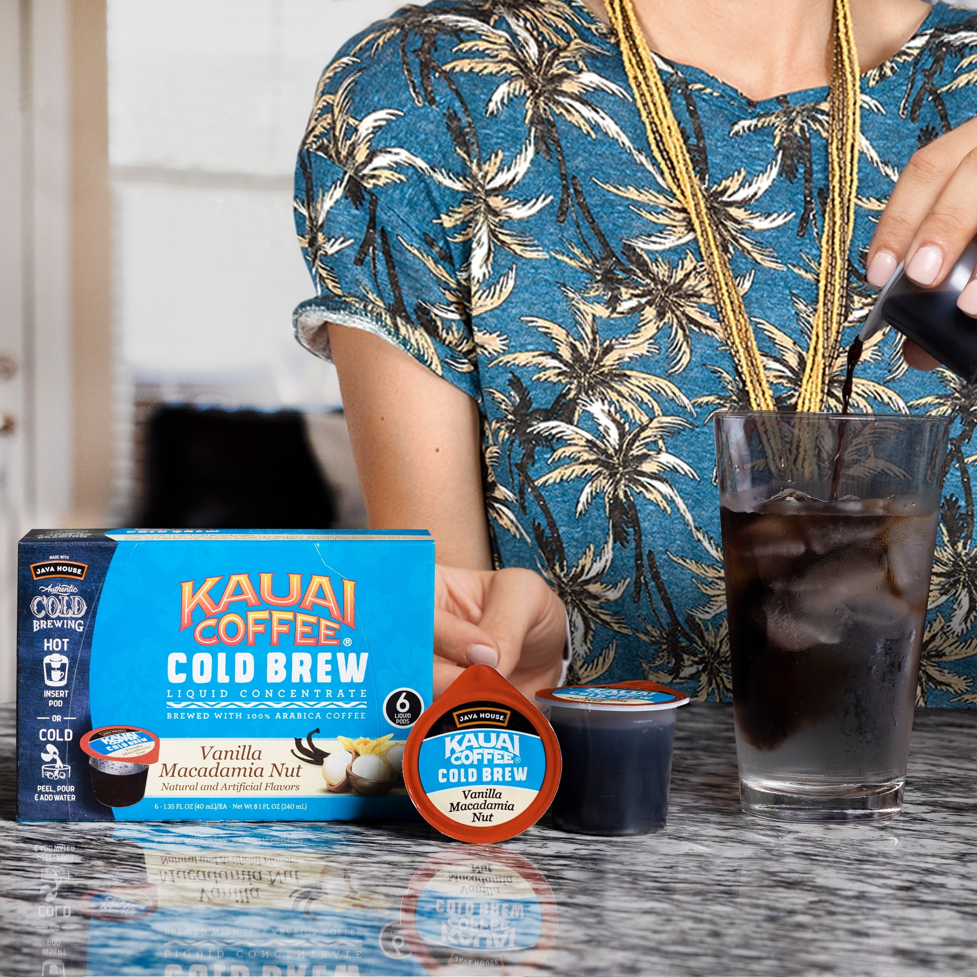 Kauai Cold Brew Coffee Pods, Vanilla Macadamia Nut, 6 Count