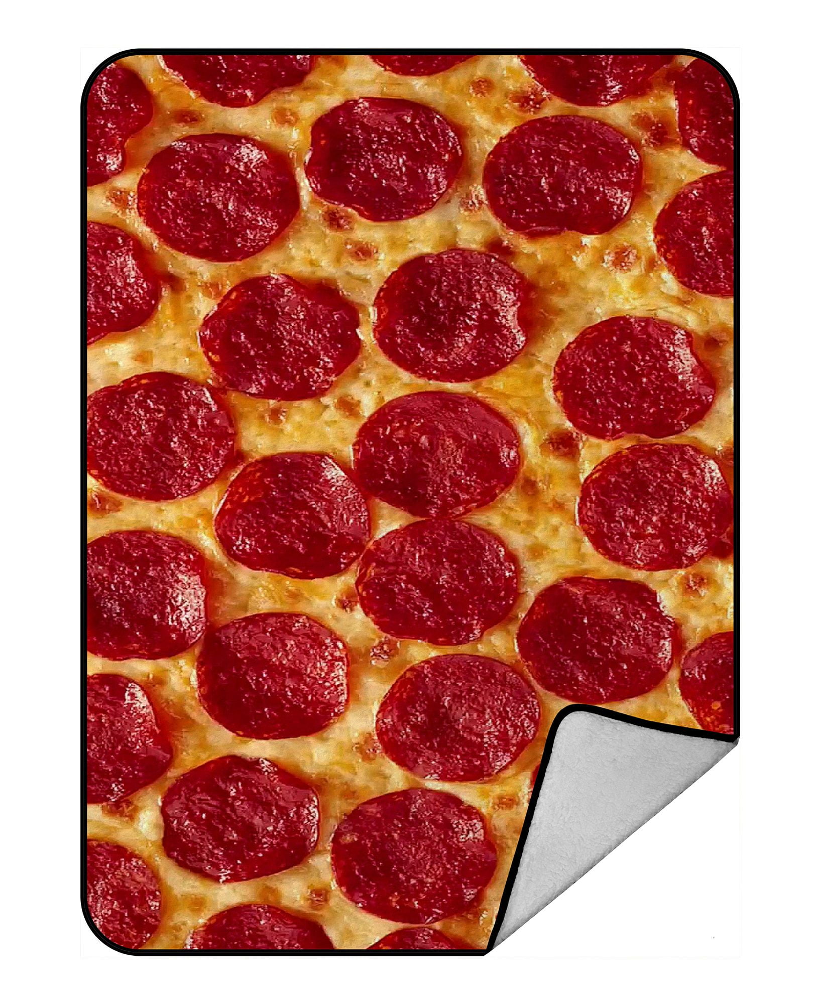 ZKGK Pepperoni Pizza Blanket Crystal Velvet Front and Lambswool Sherpa