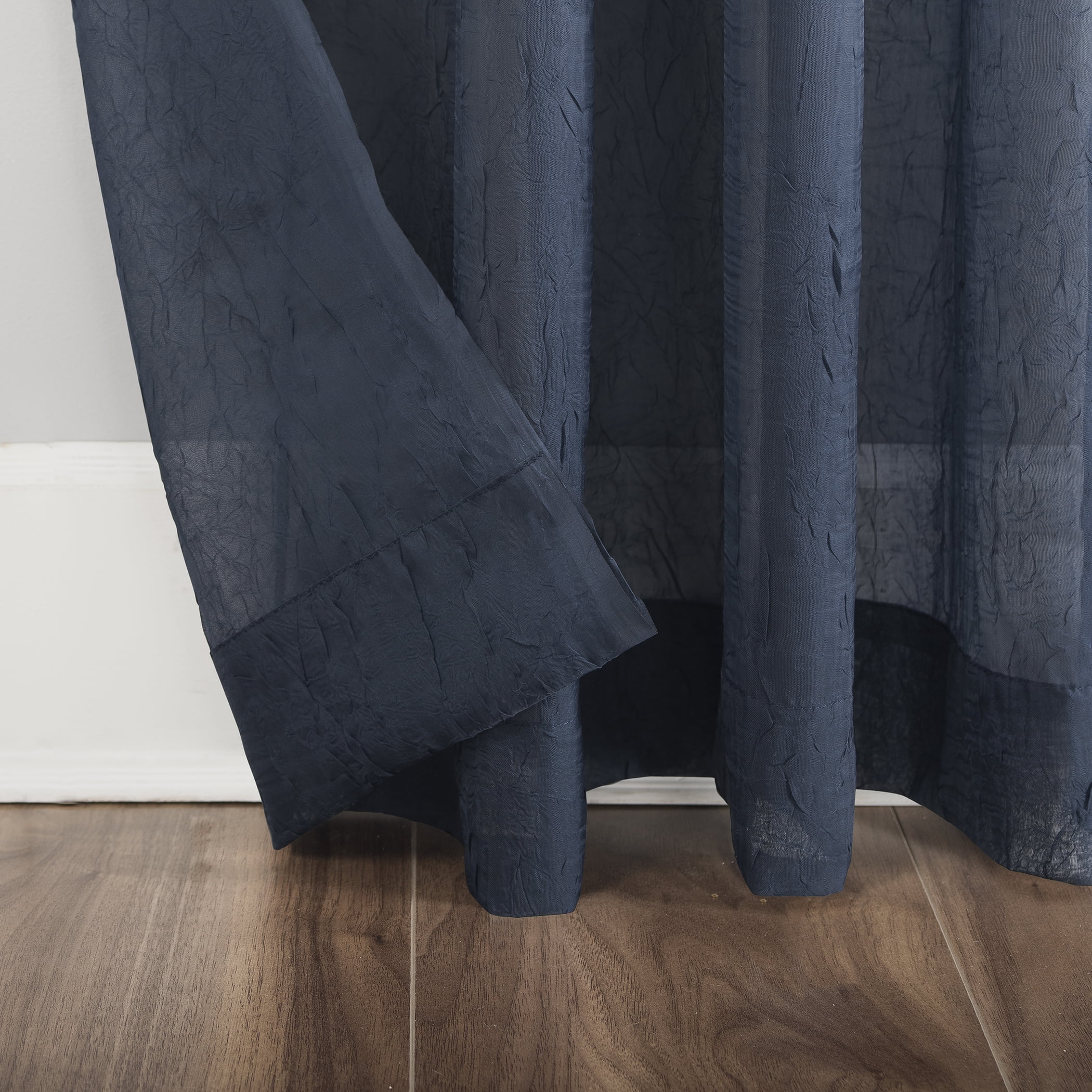 No. 918 Erica Crushed Voile Sheer Grommet Curtain Panel, 51"x63", Navy