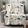 thumbnail image 2 of Cartoon Farmhouse Blanket Soft Cozy Warm Throw Blanket for Couch, Plush Fuzzy Flannel Fleece Blankets for Sofa, Cute Watercolor Cabin Animals Trees Bed Blankets Lightweight Gifts for Women, 40"x50", 2 of 9