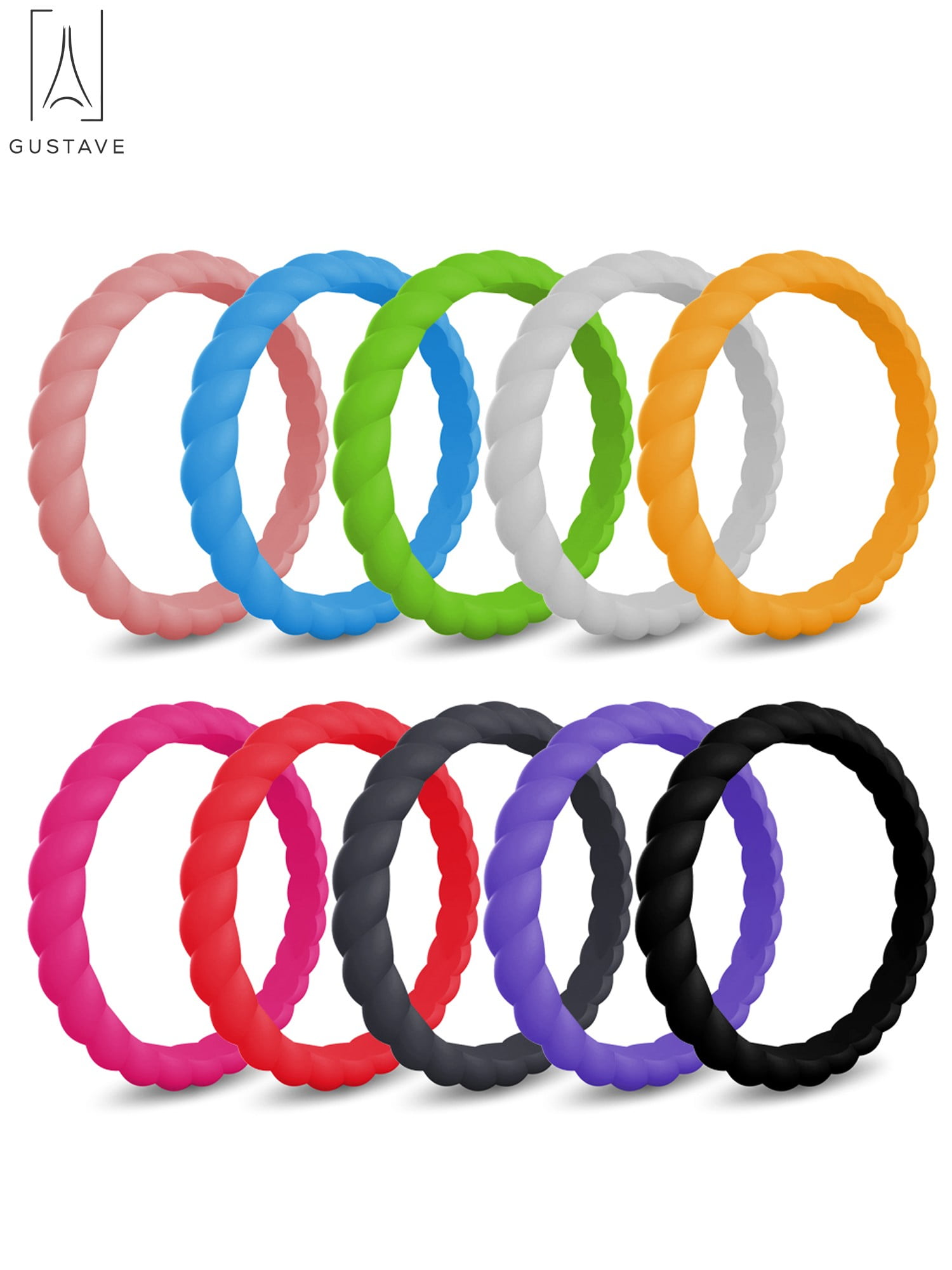 Elimoons Silicone Wedding Ring for Women 10Pack Thin Rubber Wedding