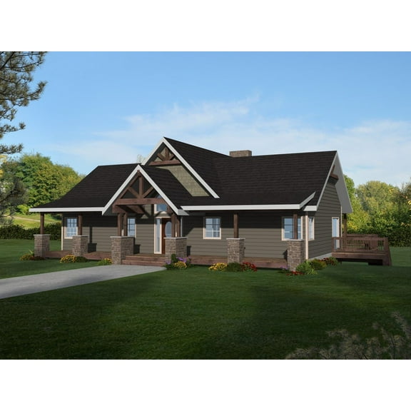 001-3923: Craftsman Empty-nester 2 Bed, 3 Bath Luxury Home Plan, 3280 Sq Ft: Full Blueprints with License to Build by Home Plan Marketplace - Lesuto