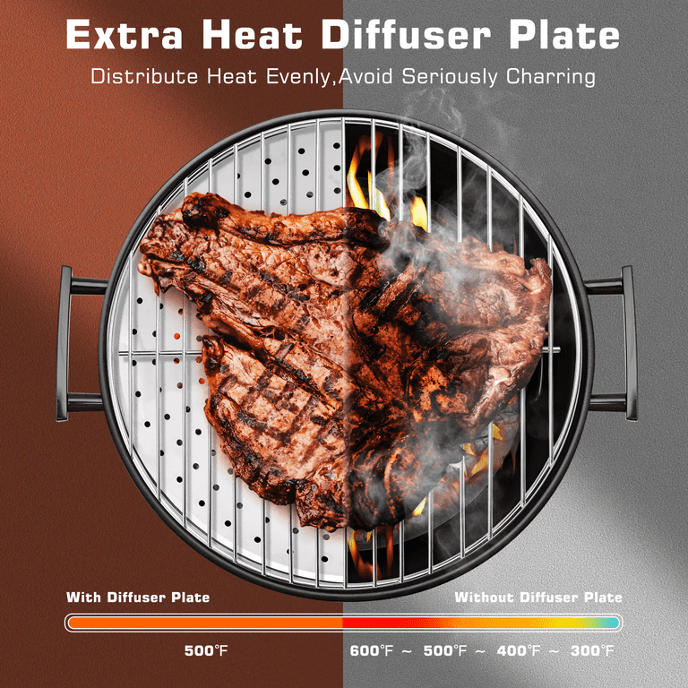 TOKTOO 17 inches Portable Charcoal Grill with Adjustable Fan