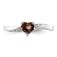 thumbnail image 2 of Fine Color Jewels Smoky Quartz Heart Ring for Women 925 Sterling Silver with Diamond Accents, 2 of 8