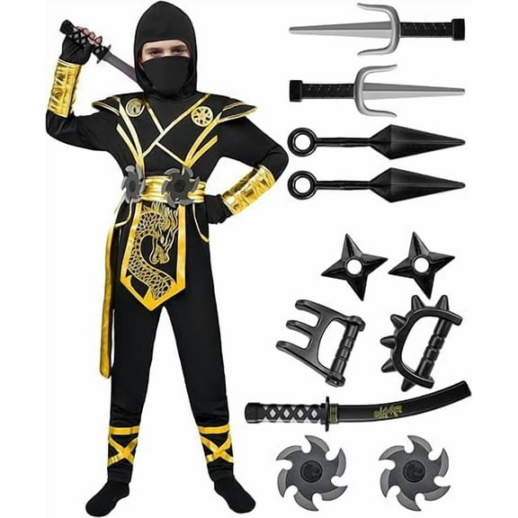 Joyfy Halloween Ninja Costume Kids, Ninja Dragon Costume Set, Boys Halloween Outfit for DressUp and RolePlay Party