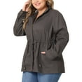 thumbnail image 4 of Agnes Orinda Women's Plus Size Jackets Long Sleeve Drawstring Waist Anorak Coats with Pockets 6X Grey, 4 of 6