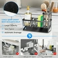 thumbnail image 4 of XHSGX Organizador fregadero cocina acero inoxidable soporte esponjas con porta cepillo divisor ajustable bandeja drenaje negro, 4 of 7