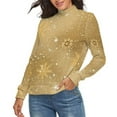 thumbnail image 2 of Snow Flake Christmas Women's Turtleneck Sweater Long Sleeve Ribbed Fitted Turtle Neck Casual Fall Winter Collection Top XL, 2 of 4