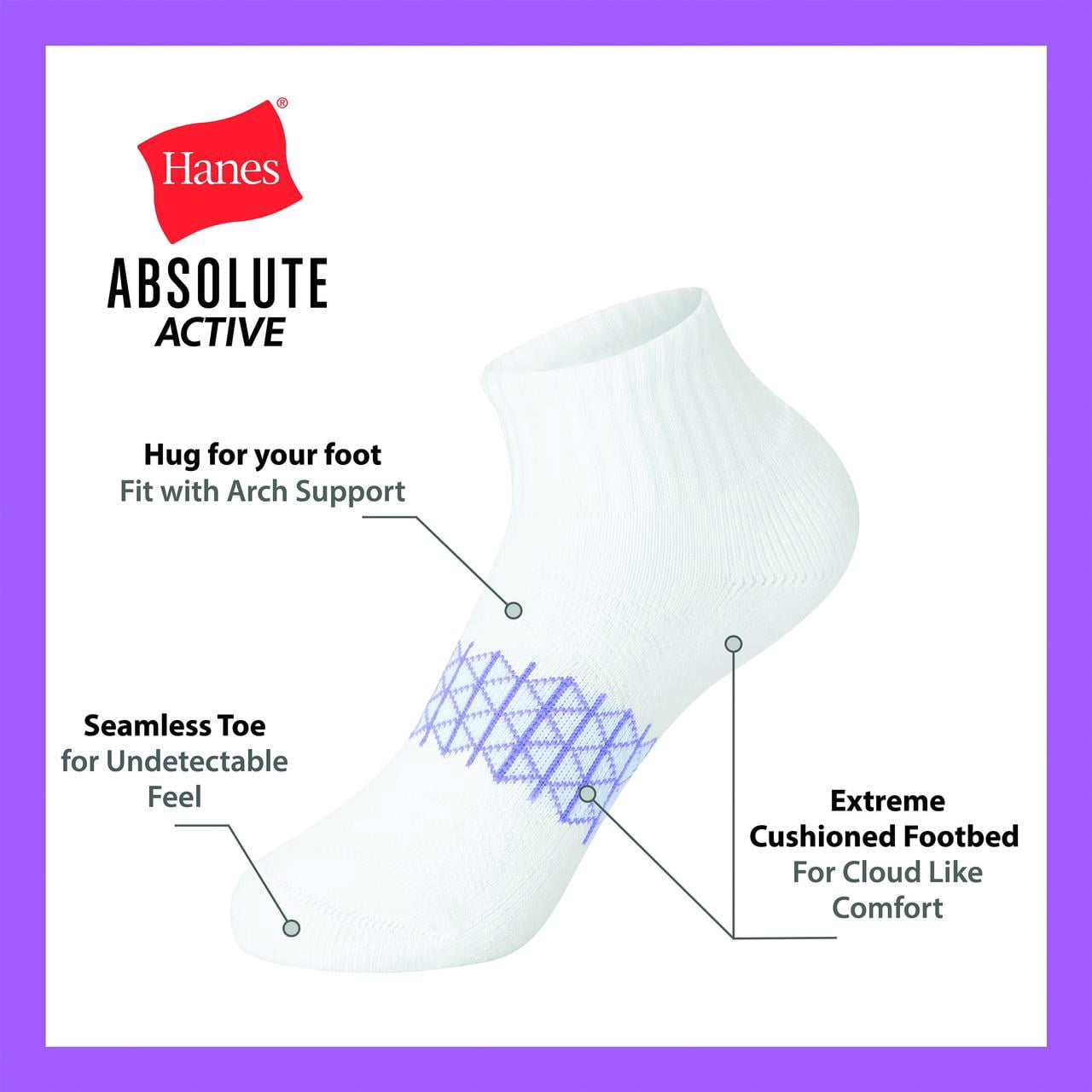 Hanes Girls Ankle Socks Value Pack, 5-Pack, Absolute Active Ankle Socks for Girls