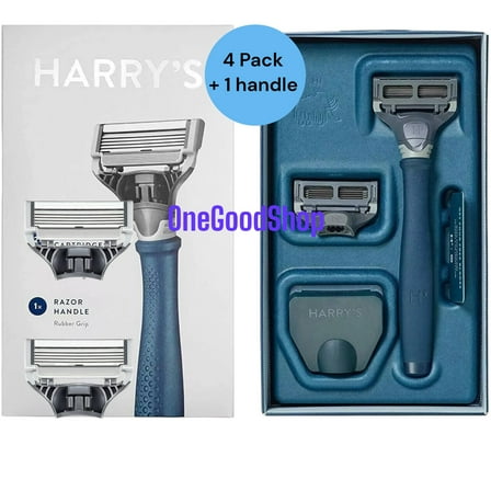 Harry's Men's 5-Blade Manual Razor Handle and 4 Razor Blade Refills, Ocean Blue