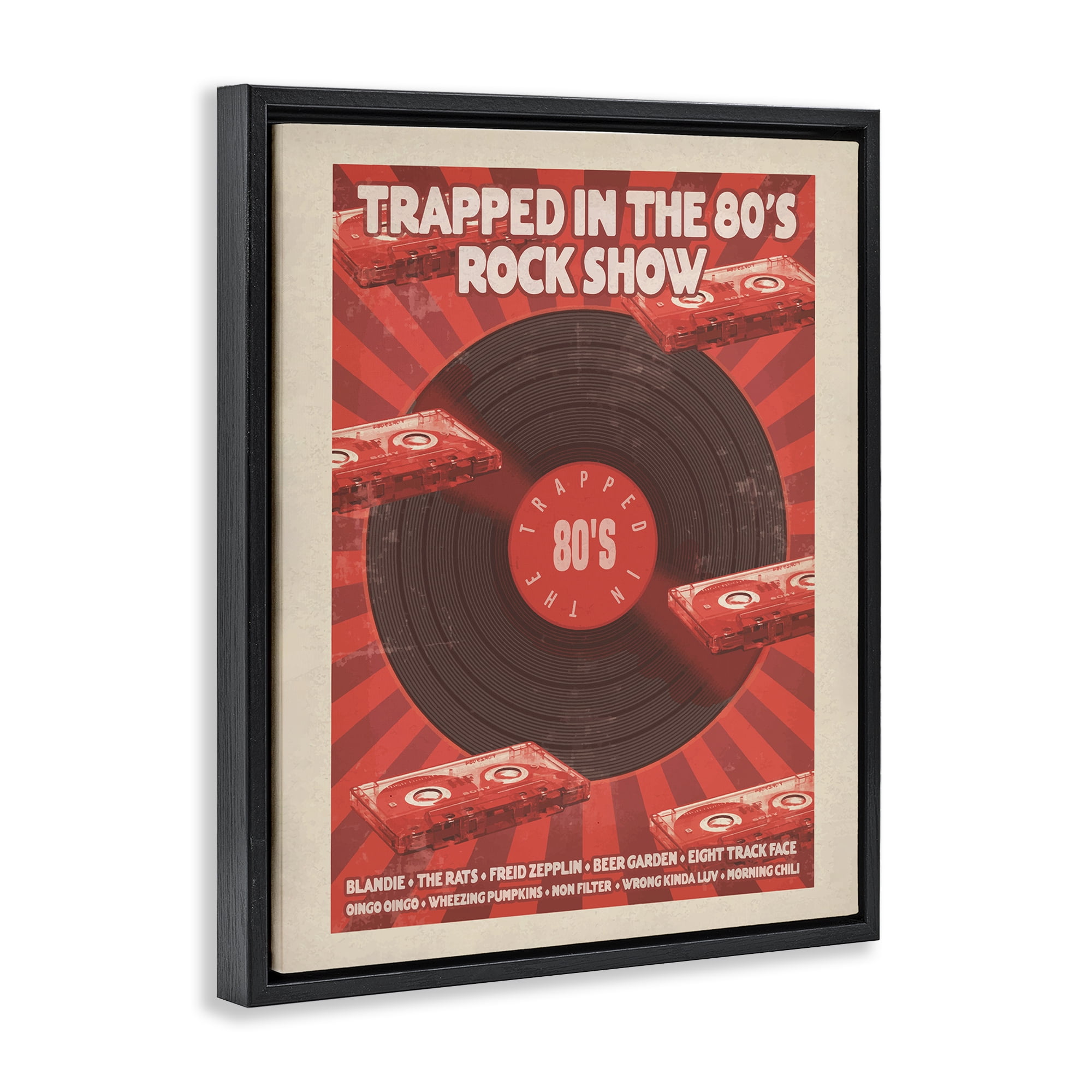 Stupell Industries Trapped in 80s Rock Show Black Framed Floater Canvas Wall Art, design by Old Red Truck