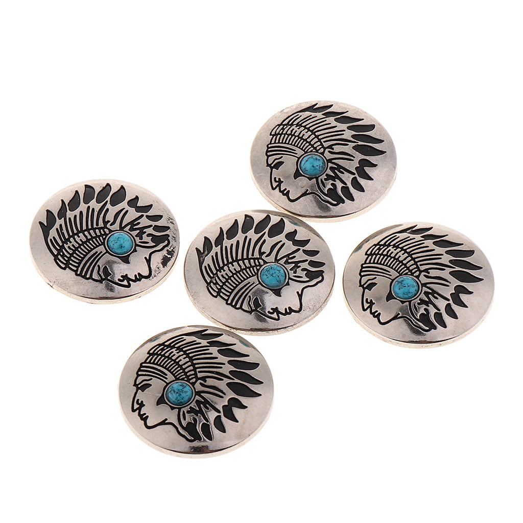 2 Piece Western Concho Floral Concha studs for screws Horses 30 mm Blue 