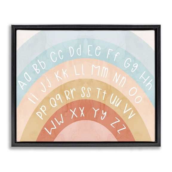 Stupell Industries Bohemian Pastel Rainbow Alphabet Black Floating Frame Canvas Art, 31 x 25, by Lil' Rue