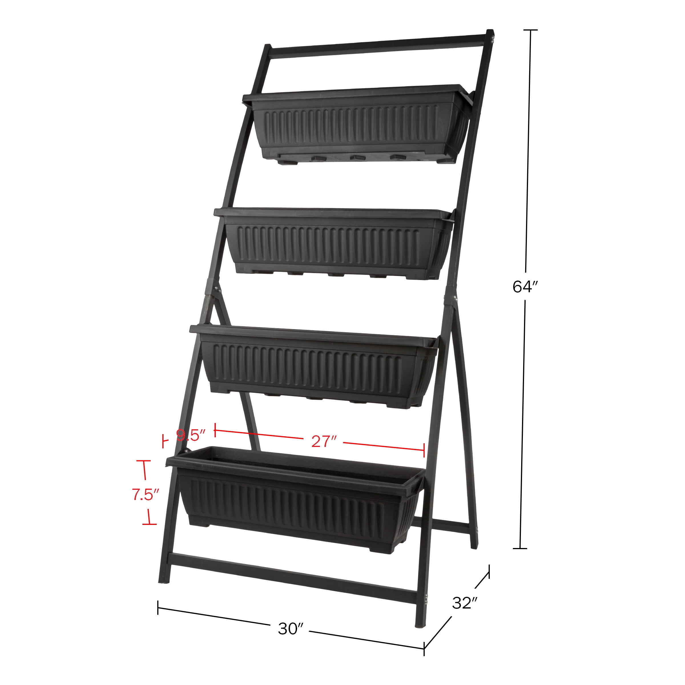 Pure Garden 4 Tier Vertical Garden Planter Raised Garden Beds, Black