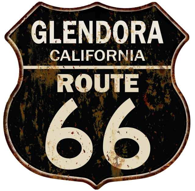 GLENDORA CALIFORNIA Route 66 Shield Metal Sign Man Cave Garage 211110014058 