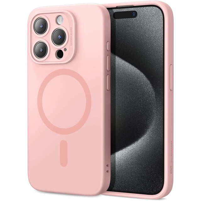 for iPhone 16 Pro Max Case, Compatible with MagSafe, Shockproof Military-Grade Protection, Magnetic Phone Case for iPhone 16 Pro Max, Classic Hybrid Case (HaloLock), Clear,Pink