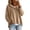 Khaki #18, variant on Women's Drop Shoulder Long Sleeve Drawstring Loose Knit Hooded Pullover Sweater XL