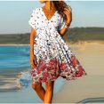 thumbnail image 2 of Fridja Robe d'Été Imprimée à Col en V Manches Courtes Décontractée pour Femmes, 2 of 8