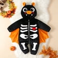 thumbnail image 2 of YDFCWXW Toddler Baby Halloween Costume Bat Skeleton Fuzzy Hooded Jumpsuit, Cosplay Party Holiday Outfit (Orange, 3-6 Months), 2 of 9