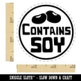 thumbnail image 2 of Contains Soy Allergy Warning Self-Inking Rubber Stamp Ink Stamper - Pink Ink - Small 3/4 Inch, 2 of 7