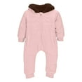 thumbnail image 3 of IVEYRTF Childrens Winter Hooded Jumpsuit Bear Suit Warm Jacket for Boys Soft Comfortable Long Sleeve Zipper Closure Elastic Waist Outdoor Sports Casual Daily Wear Romper(Pink,3 Years), 3 of 6