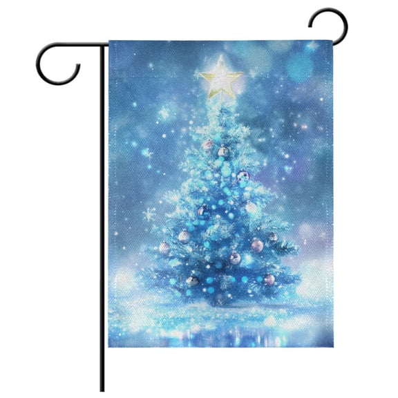 Ryvnso Blue Christmas Tree Garden Flag 12x18 Inch Double Sided Seasonal Yard Decoration