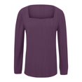 thumbnail image 5 of SEAOPEN Womens Puff Short Sleeve Sweater Crew Neck Pullover Tops Ribbed Knit Sweater Blouse under 10 Purple,XXXL, 5 of 5