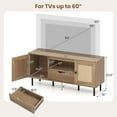 thumbnail image 3 of Costway Boho TV Stand for 60 Inch TV with Cabinets, Storage Shelf, Drawer, PE Rattan Doors, 3 of 10