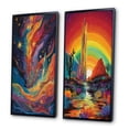 thumbnail image 3 of Designart "Visionary Rainbow Mystery Landscapes I" Abstract Landscape Framed Wall Art Set Of 2 - Modern Multicolor Gallery Wall Frame Set For Home Decor, 3 of 6