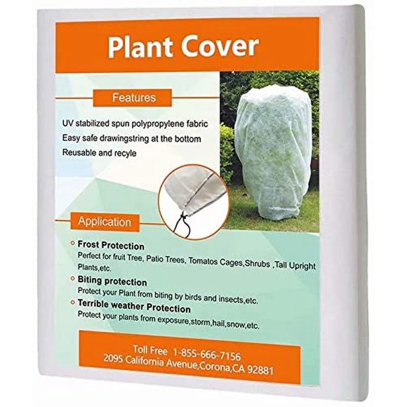 Agfabric Housses de Plantes Protection contre le Gel 72"x72"x12 Pouces 0.9oz Chiffons de Protection contre le Gel pour Plantes, Housses de Protection contre le Gel pour Plantes Sacs à Cordon Veste d'Arbuste, Blanc
