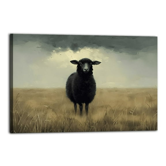 Black Sheep Easter Poster Wrapped Wooden Frame Wall Decor,,Canvas Wall Art for Living Room,Bedroom,Office,Ready to Hang