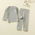 thumbnail image 2 of Hjtefg Kids' Sleepwear Set - Cozy Long-Sleeve Top & Pants, Soft Toddler Pajama Outfit for Boys & Girls, Comfortable 2-Piece Home Clothes for Play & Relaxation,Color: Light Gray Size: 7-8 Years, 2 of 4