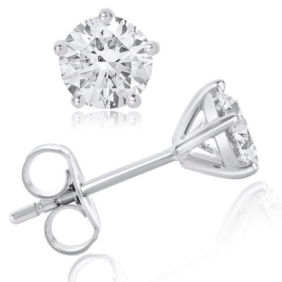 DewberryDiamonds 14K Solid White Gold 1.00 Cttw IGI Certified Lab Grown Diamond Solitaire Stud Earrings for Women's | Prong Set Push Back Round Cut Diamond Stud Earring jewelry gift