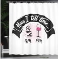 thumbnail image 3 of Ambesonne Drinking Sayings Shower Curtain, Coffee AM Wine PM, 69"Wx70"L, White Dark Grey and Dark Pink, 3 of 4