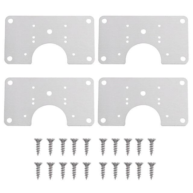 Shisuyan Metal Hinge Plate Stainless Steel 4Set 3.54x1.97x0.04In