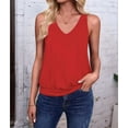 thumbnail image 5 of Womens Tank Casual V Neck Summer Spring Beach Vacation Tank Loose Fit Cute Fashion Sleeveless Tops Coral Color XXL, 5 of 7