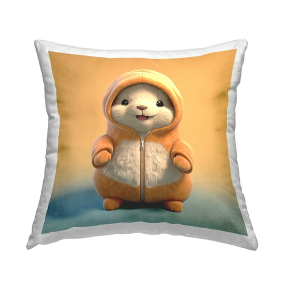 Stupell Industries Chipmunk Wearing Orange Decorative Printed Throw Pillow, 18 x 18
