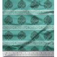 thumbnail image 1 of Soimoi Rayon Fabric Leaves & Lotus Block Print Fabric by The Yard 56 Inch Wide, 1 of 1