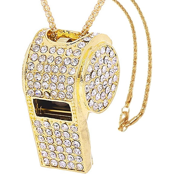 Whistle, Metal Crystal Rhinestone Whistle,Bling Whistle,Shining Whistle with Chain for Referees/Coaches/Teachers/Polices/Training