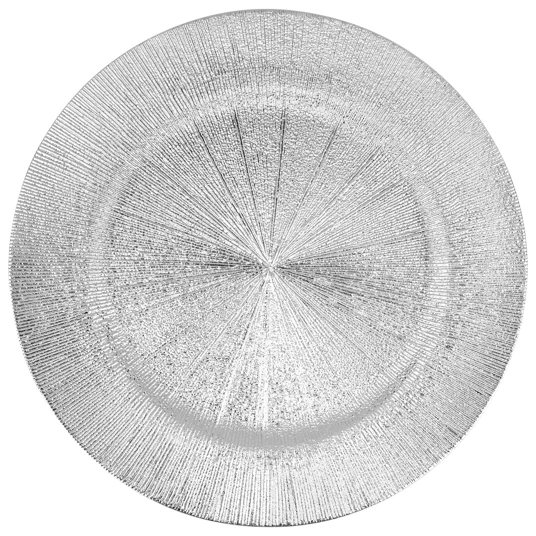 Koyal Wholesale Industrial Acrylic Silver Charger Plates for Weddings Birthdays Quinceaneras Party Events, Set of 4