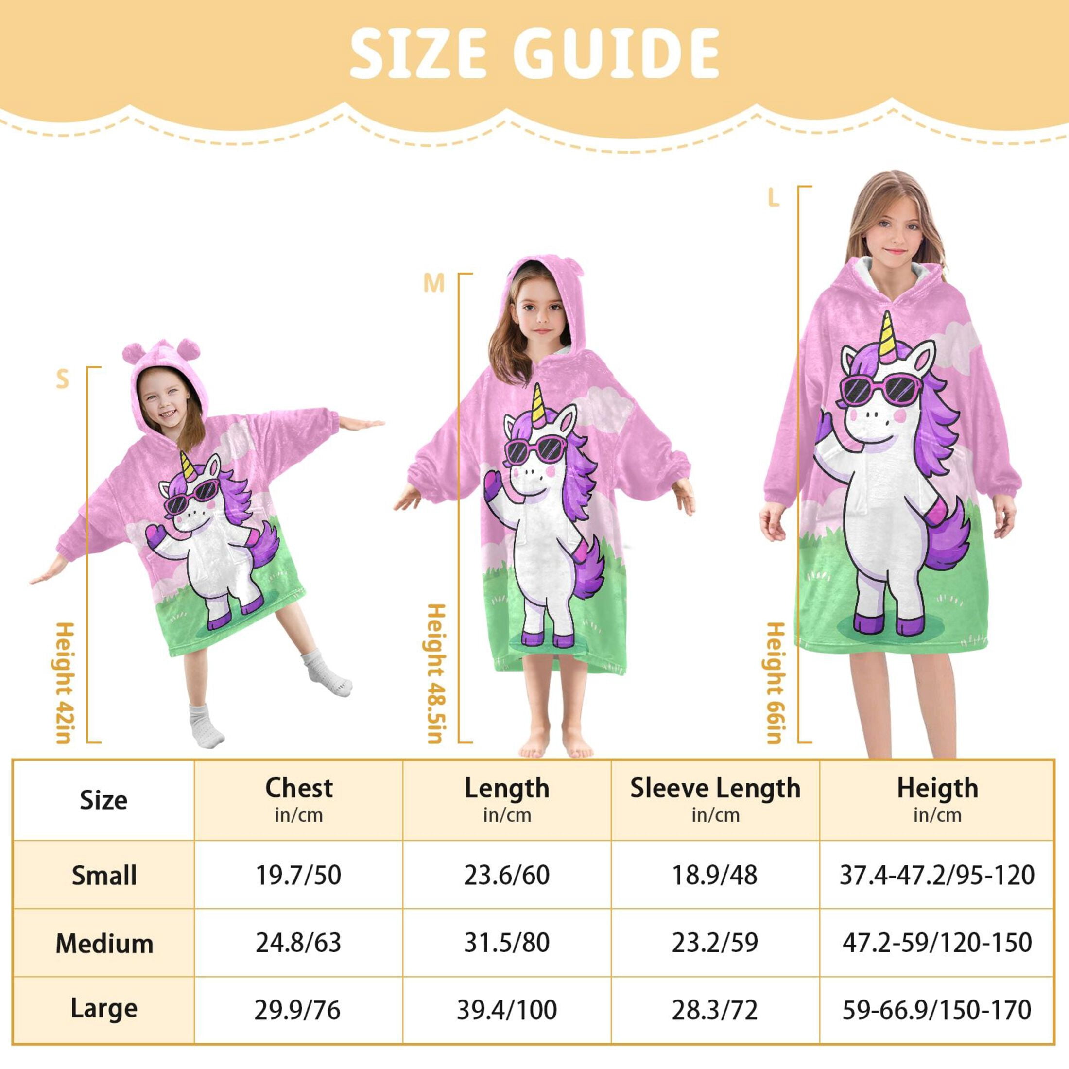 joogoo Wearable Blanket Hoodie Unicorn-u3 for Flannel Sherpa Pocket 3-14 YR S