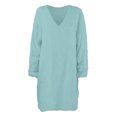 thumbnail image 5 of Arlun Women's Fuzzy Pullover Sweater Dresses Fall Winter Loose Crew Neck Long Sleeve Furry Midi Dress V-Neck Soft Comfy Solid Color 2025 Casual Outfits Light Blue L, 5 of 5