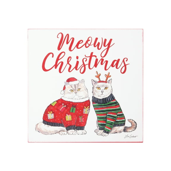 Meowy Christmas Wall Art 8 x 8 x 1 Inches.