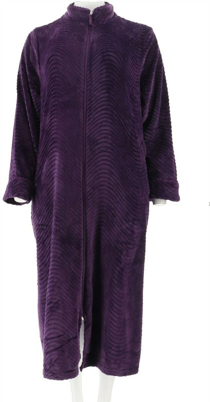 Stan Herman Tall Plush Trimmed Wave Long Zip Robe Women's A294386