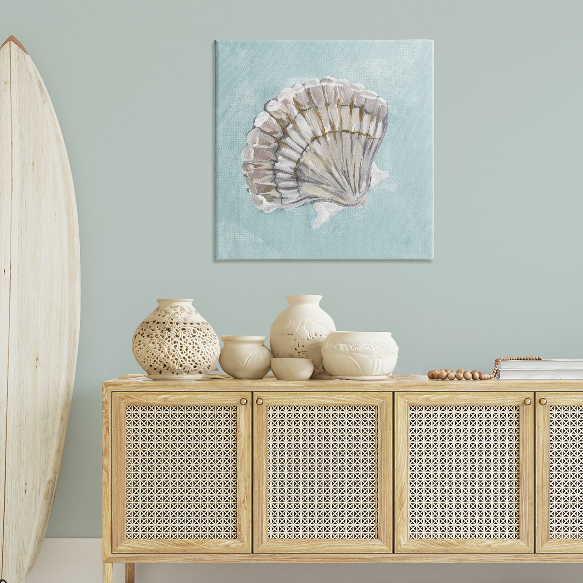 Stupell Industries Brushed Clam Shell Coastal Painting Gallery Wrapped Canvas Art Print Wall Art, 36 x 36