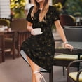thumbnail image 3 of Easygdp Gold Spiders And Cobwebs para Vestido Transpirable de Mujer, Vestido Suelto de Manga Corta con Pliegues y Bolsillos para el Verano, 3 of 6