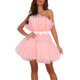 thumbnail image 1 of Txlixc - Mini vestido sin tirantes de cintura alta de hilo de malla de color sólido para mujer Txlixc  Estilo de ocio, 1 of 5