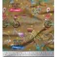 thumbnail image 1 of Soimoi Cotton Jersey Fabric Text,Floral & Bicycle Transport Decor Fabric Printed Yard 58 Inch Wide, 1 of 1