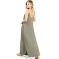 thumbnail image 3 of Lana Roux Womens Casual Soft Stripe Spaghetti Strap Maxi Dress (Olive, Large), 3 of 3