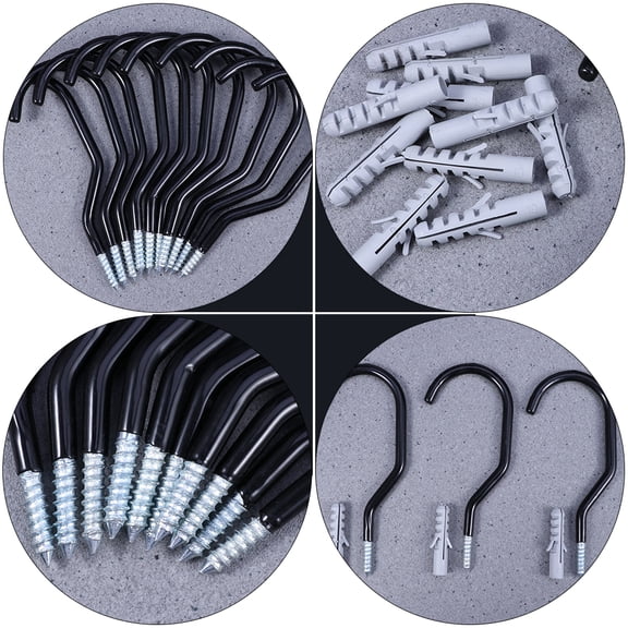 EXHUMKY 10 Sets Steel Garage Bike Storage Hooks with Wide Mouth Wall Mount for Secure Hanging